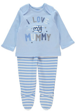 George I Love My Mummy Pyjama Set - Baby Blue