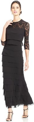 Alex Evenings Sequin Illusion Lace Tiered Gown