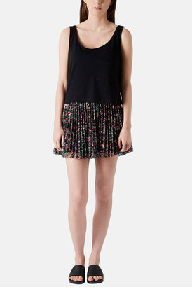 Topshop Floral Lace Pleat Miniskirt