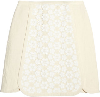 Sonia Rykiel Embroidered linen-blend mini skirt