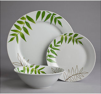 Living 12 Piece Porcelain Green Leaf Dinner Set.