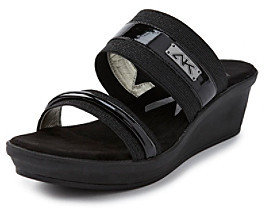 AK Anne Klein Sport "Ewan" Wedge Sandals - Black