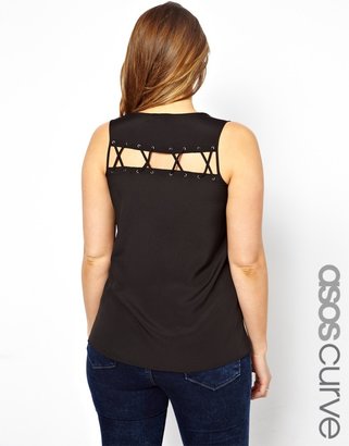 ASOS CURVE Tank With Tie Back In Lattice Detail