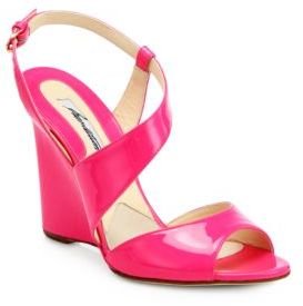Brian Atwood Anabel Patent Leather Wedge Sandals