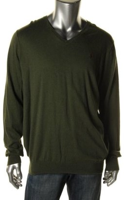 Polo Ralph Lauren NEW Green Cotton V-Neck Pullover Sweater Big & Tall XLT BHFO