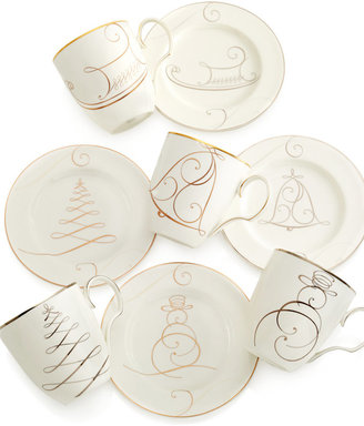Noritake Platinum Wave Set of 4 Holiday Appetizer Plates