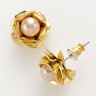 Lauren Conrad gold tone simulated pearl flower stud earrings