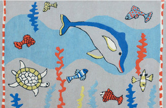 Designers Guild Whale Of A Time Cobalt  underwater motif kids wool rug