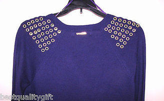 Michael Kors New Iris Purple V-Neck Womens Sweater+gold Tone Grommet Msrp $120