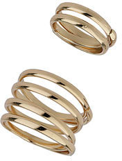 Topshop Womens Twist Band Midi Ring Pack - Gold