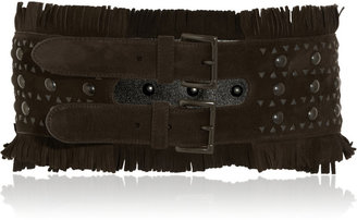 Alaia Studded fringed suede waist belt