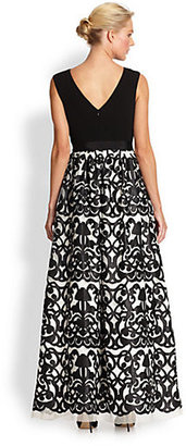Aidan Mattox Embroidered Contrast Gown