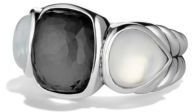 David Yurman Grisaille Three-Stone Ring with Crystal and Moon Quartz