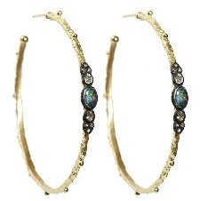 Armenta Large Sculpted Hoops with Opals - 18 Karat Gold