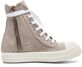 Rick Owens Leather Sneakers in Beige & White