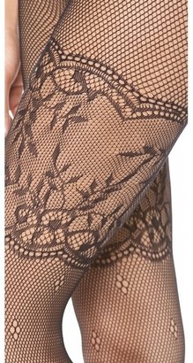 Alice + Olivia Show Stopper Lace Fishnet Tights