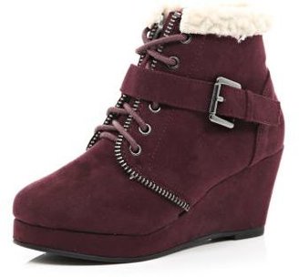 River Island Girls red wedge boots