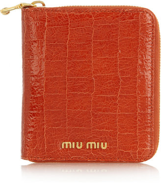Miu Miu Small croc-effect glossed-leather wallet