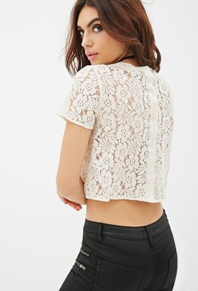 Forever 21 Beaded Lace Crop Top