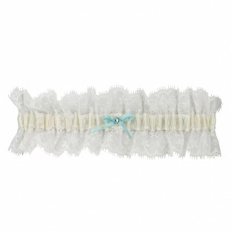 Jon Richard Online exclusive blue satin bow and crystal lace garter