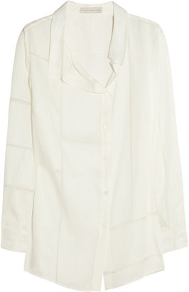 Stella McCartney Oversized silk chiffon-trimmed satin-twill shirt