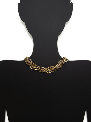 Elizabeth Cole Gold & Crystal Chain Braided Necklace