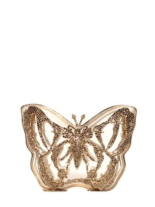 Valentino Jewel Plexiglass Butterfly Clutch