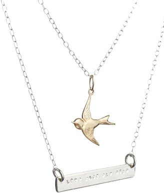 ASOS & Wear That There Sterling Silver 'Live Fast' Necklace with Gold Bird Charm