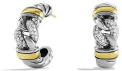 David Yurman Metro Curb Earrings with Diamonds and Gold
