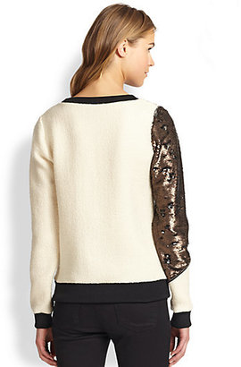 Sachin + Babi Pellat Sequined-Panel Wool Fleece Sweatshirt