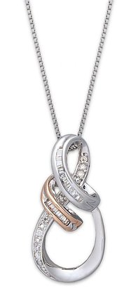 Macy's Diamond Lyric Heart Pendant Necklace in Sterling Silver (1/10 ct. t.w.)