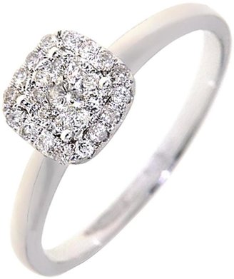 Love DIAMOND 9 Carat White Gold 25 Point Diamond Square Cluster Ring