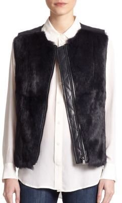 Vince Rabbit Fur & Quilted Leather Vest