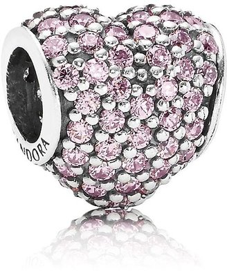 Pandora Heart pave pink cubic zirconia silver charm