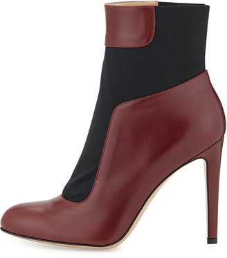 Gianvito Rossi Leather Stretch-Panel Bootie