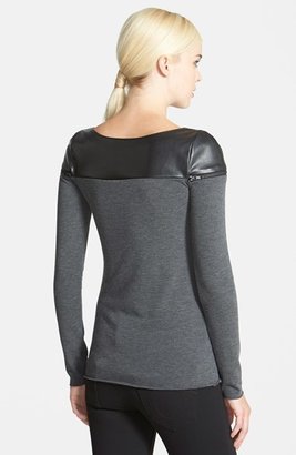 Bailey 44 Long Sleeve Top with Faux Leather Shoulders