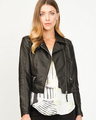 Le Château Leather-Like Notch Collar Quilted Jacket