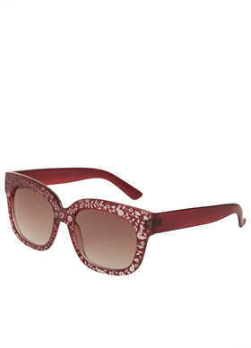 Topshop Womens Laser Etch Sunglasses - Red