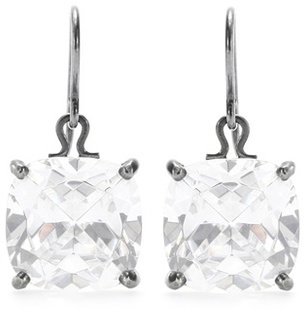 Bottega Veneta Faceted Oxidized Silver Crystal Pendant Earrings