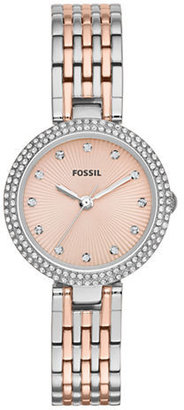 Rosegold FOSSIL Ladies Olive Two Tone Crystallized Watch