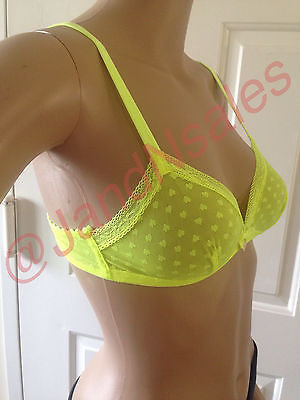 Juicy Couture Ultra Yellow Lace Heart Bralette - 9JMS1320 - Size - S