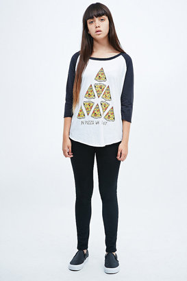 Truly Madly Deeply In Pizza We Trust Baseball Tee in White