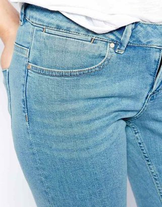 ASOS Whitby Low Rise Skinny Ankle Grazer Jeans in California Light Wash with Ripped Knee