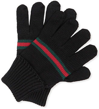 Gucci Web-trim knitted gloves M-L