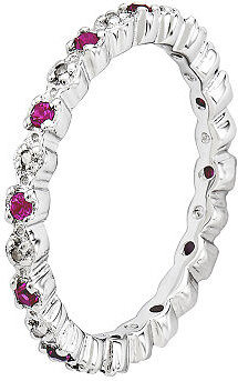 Fine Jewelry Personally Stackable Lab Created Ruby & Diamond-Accent Eternity Ring in Sterling Silver