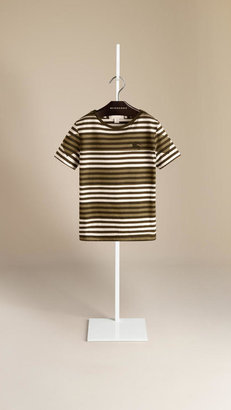 Burberry Colour Block Striped Cotton T-Shirt