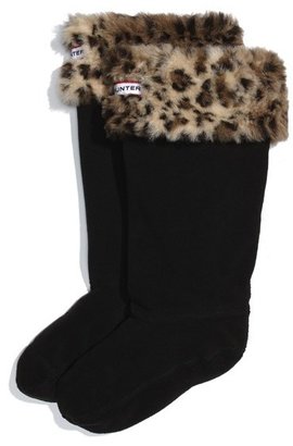 Hunter Leopard Cuff Welly Sock