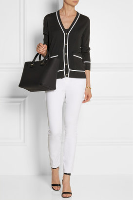 Michael Kors Contrast-trimmed merino wool and cotton-blend cardigan
