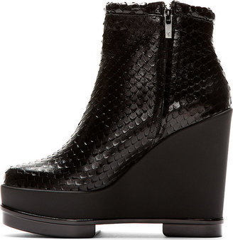 Robert Clergerie Old Robert Clergerie Black Snakeskin Wedge Sarlah Ankle Boots