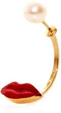 Delfina Delettrez Gold, pearl & enamel lip single earring